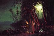 Albert Bierstadt Lake Tahoe, Spearing Fish by Torchlight oil painting reproduction
